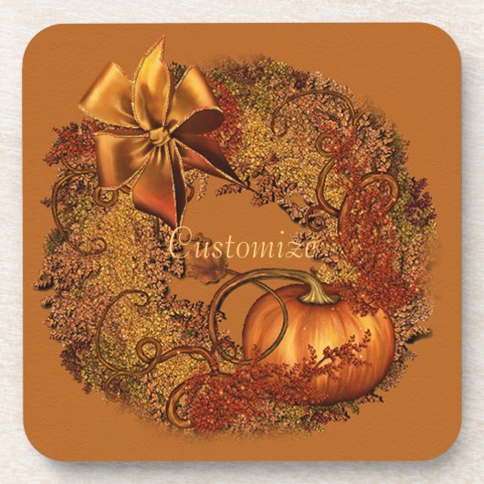 Autumn Pumpkin Wreath Onderzetters (Voorkant)