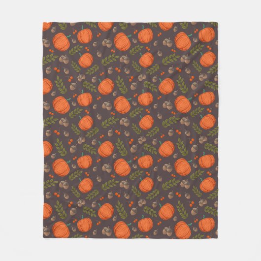 Autumn Pumpkins and Acorns Fleece Deken (Voorkant)