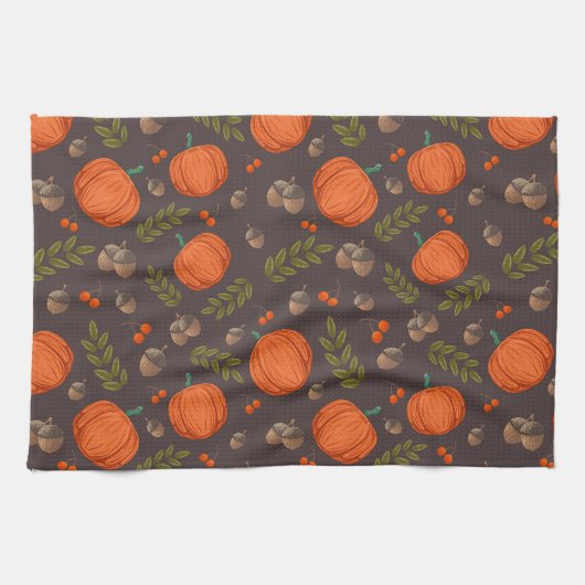 Autumn Pumpkins and Acorns Theedoek (Horizontaal)