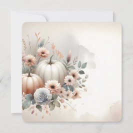 Autumn Pumpkins and Florals Fall Background Kaart