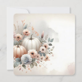 Autumn Pumpkins and Florals Fall Background Kaart