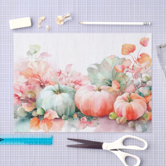Autumn Pumpkins and Flowers Fall Decoupage Tissuepapier (Craft)