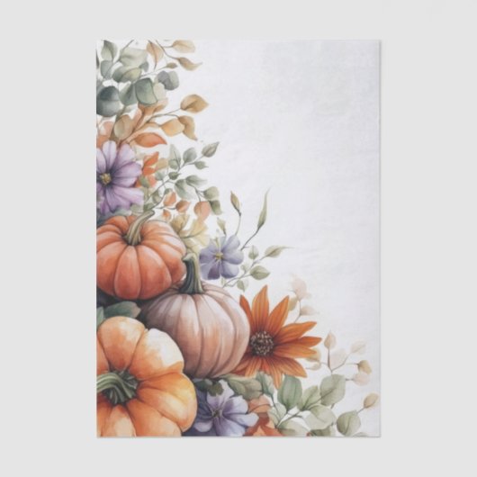 Autumn Pumpkins and Flowers Fall Pattern Decoupage Tissuepapier (Voorkant)