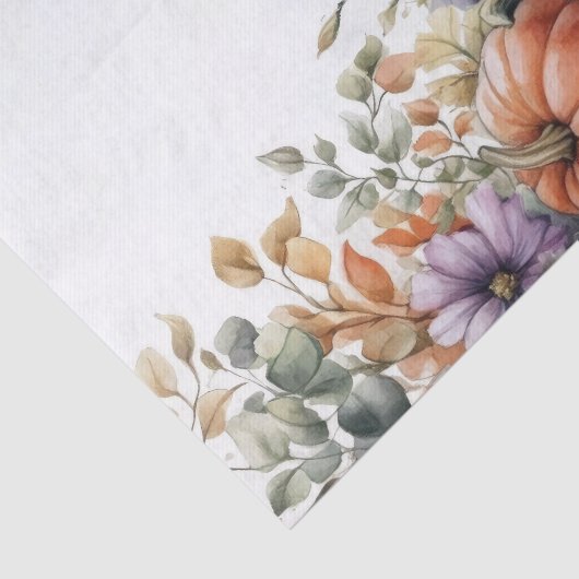 Autumn Pumpkins and Flowers Fall Pattern Decoupage Tissuepapier (Detail)