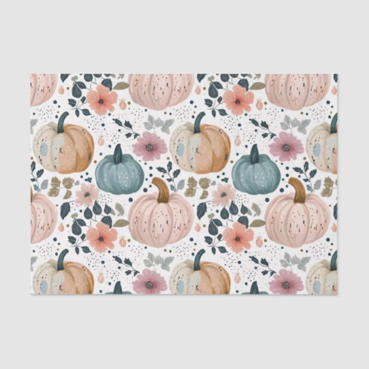 Autumn Pumpkins and Flowers Fall Pattern Decoupage Tissuepapier (Voorkant)