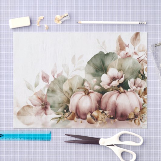 Autumn Pumpkins and Flowers Fall Pattern Decoupage Tissuepapier (Craft)