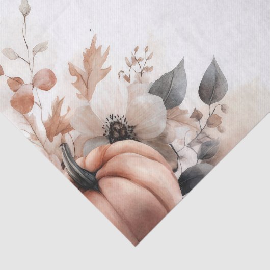 Autumn Pumpkins and Flowers Fall Pattern Decoupage Tissuepapier (Detail)
