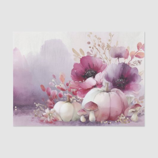 Autumn Pumpkins and Flowers Fall Pattern Decoupage Tissuepapier (Voorkant)