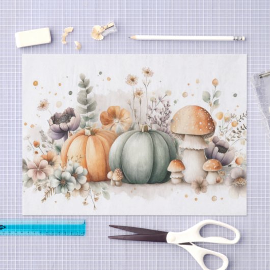 Autumn Pumpkins and Flowers Fall Pattern Decoupage Tissuepapier (Craft)