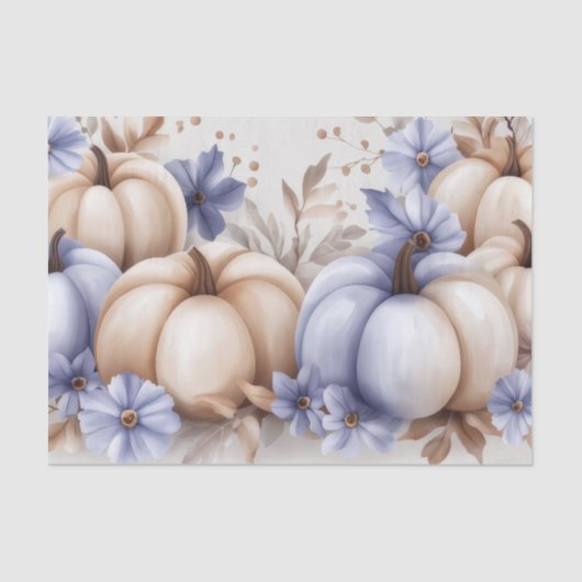 Autumn Pumpkins and Flowers Fall Pattern Decoupage Tissuepapier (Voorkant)