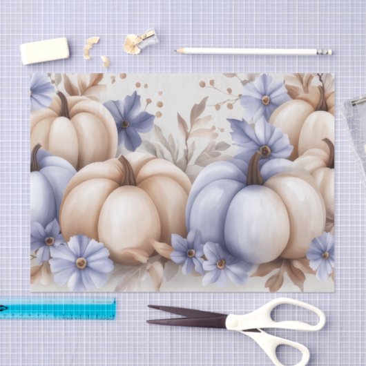 Autumn Pumpkins and Flowers Fall Pattern Decoupage Tissuepapier (Craft)
