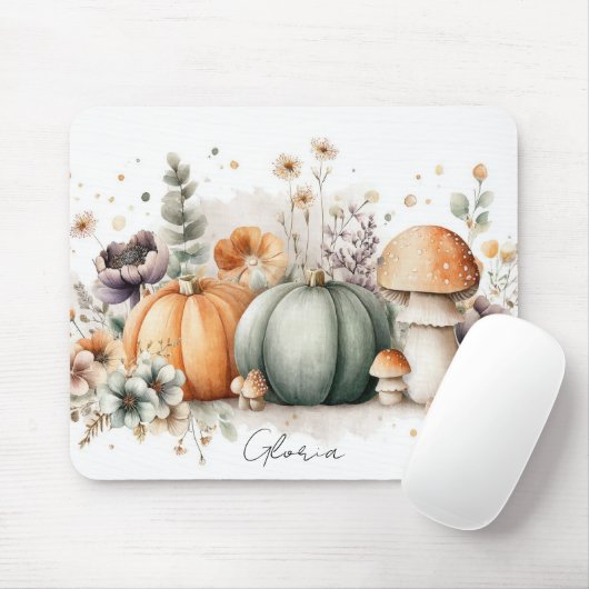 Autumn Pumpkins and Flowers Fall Pattern Muismat (Met muis)
