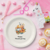 Autumn Pumpkins and Flowers Thanksgiving Papieren Bordje (Feest)