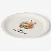 Autumn Pumpkins and Flowers Thanksgiving Papieren Bordje (Gekanteld)