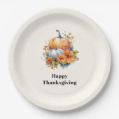Autumn Pumpkins and Flowers Thanksgiving Papieren Bordje (Voorkant)