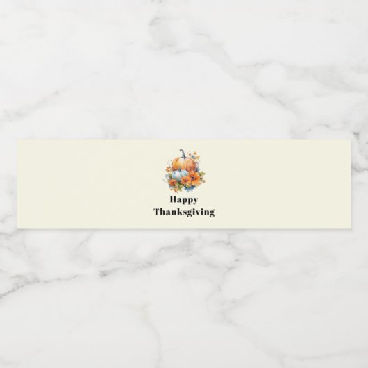 Autumn Pumpkins and Flowers Thanksgiving Waterfles Etiket (Enkel label)