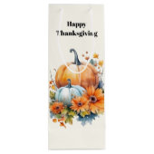 Autumn Pumpkins and Flowers Thanksgiving Wijn Cadeautas (Achterkant)