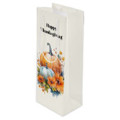 Autumn Pumpkins and Flowers Thanksgiving Wijn Cadeautas (Voorkant Gekanteld)