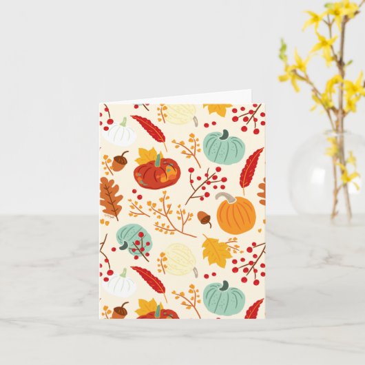 Autumn Pumpkins and Leaves Pattern Kaart (Gele Bloem)