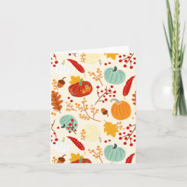 Autumn Pumpkins and Leaves Pattern Kaart