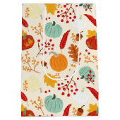 Autumn Pumpkins and Leaves Pattern Medium Cadeauzakje (Achterkant)