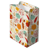 Autumn Pumpkins and Leaves Pattern Medium Cadeauzakje (Achterkant Gekanteld)