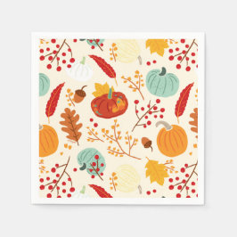 Autumn Pumpkins and Leaves Pattern Napkins Servet