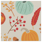 Autumn Pumpkins and Leaves Pattern Stof (Close Up)