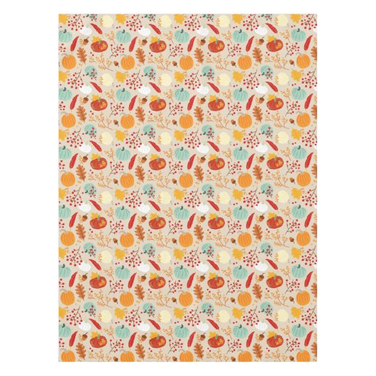 Autumn Pumpkins and Leaves Pattern Tafelkleed (Voorkant)