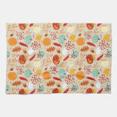 Autumn Pumpkins and Leaves Pattern Theedoek (Horizontaal)
