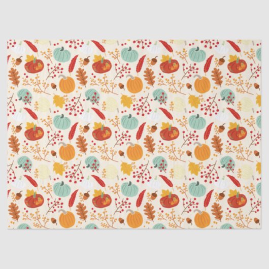 Autumn Pumpkins and Leaves Pattern Tissuepapier (Voorkant)