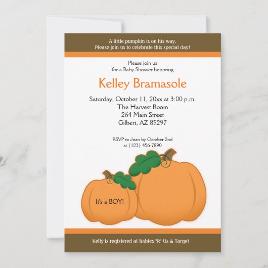 Autumn Pumpkins Baby shower 5x7 Uitnodiging (Voorkant)