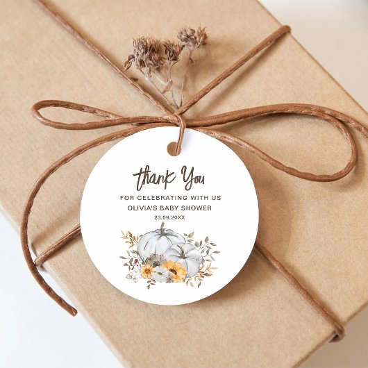 Autumn Pumpkins Baby shower Dank u Bedankjes Labels