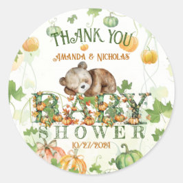 Autumn Pumpkins & Beer Baby shower Dank u Ronde Sticker