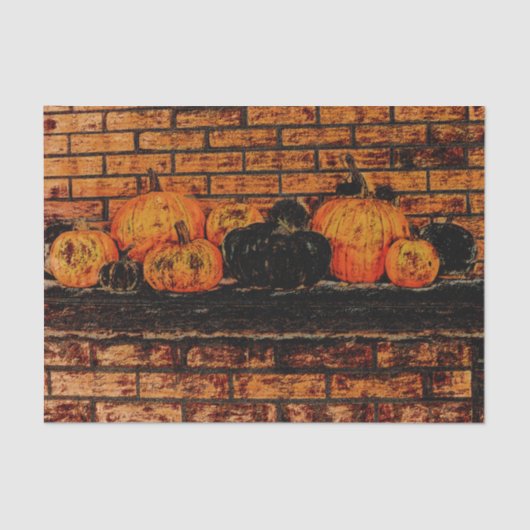 Autumn Pumpkins Black Oranje Brick Tissuepapier (Voorkant)