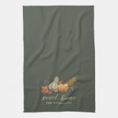 Autumn Pumpkins Bouquet familienaam Theedoek (Verticaal)