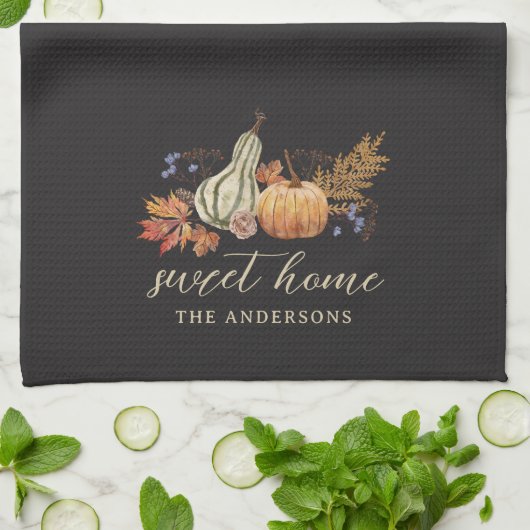 Autumn Pumpkins Bouquet familienaam Theedoek (Gevouwen)