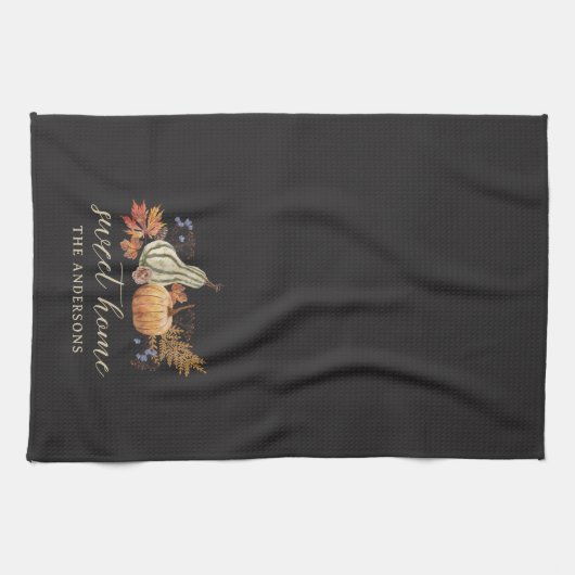 Autumn Pumpkins Bouquet familienaam Theedoek (Horizontaal)