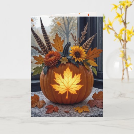 Autumn Pumpkins Bouquet Kaart (Gele Bloem)