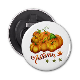 Autumn pumpkins button flesopener