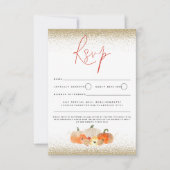 Autumn Pumpkins Floral Glitter Herfst Script QR Co RSVP Kaartje (Voorkant)