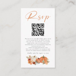 Autumn Pumpkins Florals QR Code Weddenschap RSVP Informatiekaartje