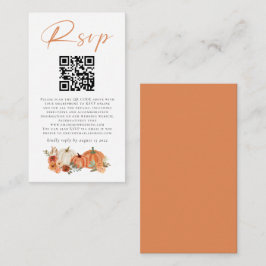 Autumn Pumpkins Florals QR Code Weddenschap RSVP Informatiekaartje