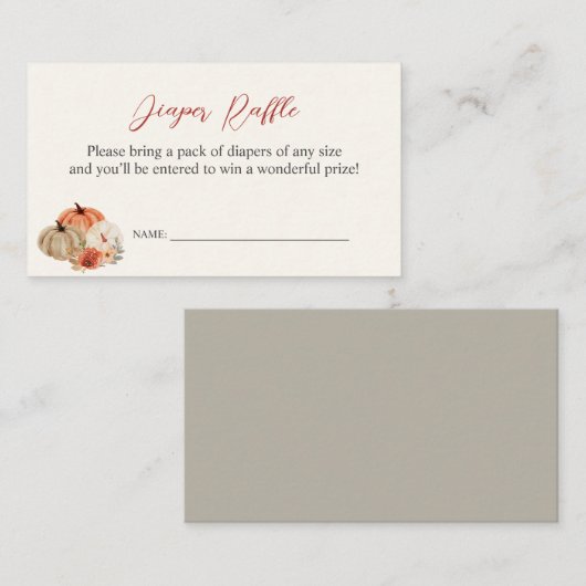 Autumn Pumpkins Flowers Diaper Raffle Informatiekaartje (Voorkant / Achterkant)