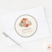Autumn Pumpkins Flowers Elegant Dank u wel Ronde Sticker (Envelop)
