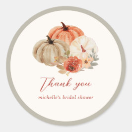 Autumn Pumpkins Flowers Elegant Dank u wel Ronde Sticker
