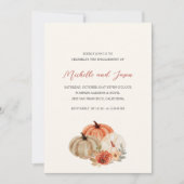 Autumn Pumpkins Flowers Elegant Engagement Party Kaart (Voorkant)