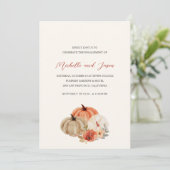 Autumn Pumpkins Flowers Elegant Engagement Party Kaart (Staand voorkant)