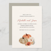 Autumn Pumpkins Flowers Elegant Engagement Party Kaart (Voorkant / Achterkant)
