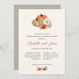 Autumn Pumpkins Flowers Elegant REHEARSAL Kaart